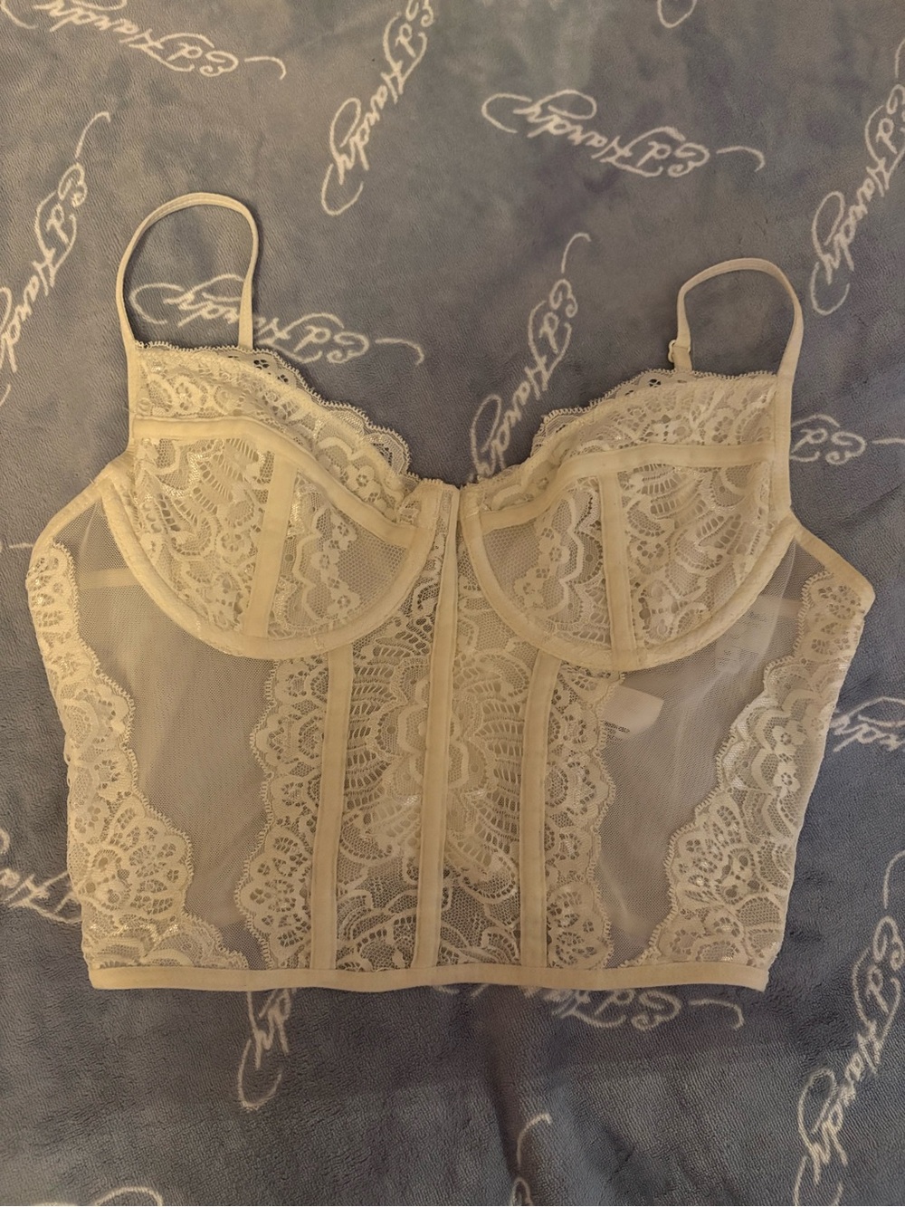 Francesca's Collections Ivory Lace Longline Bralette